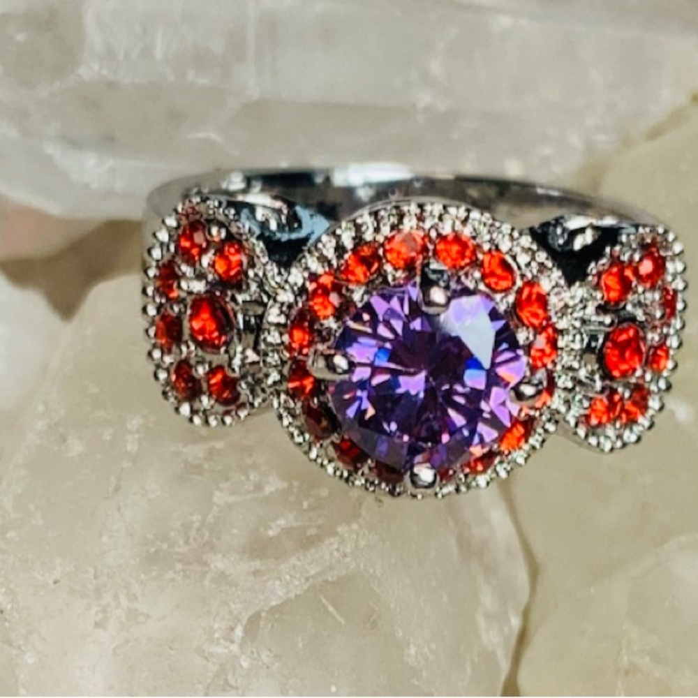 Vintage Purple and Red Gemstone Fashion Ring‎ - Picture 4 of 10